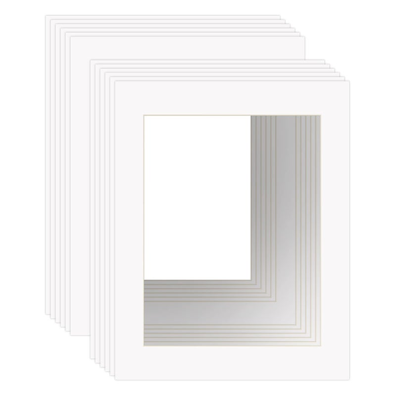 ZBEIVAN 11x14 White Picture Mats for 8.5x11 Pictures with Core Bevel Cut Frame Mattes - Pack of 12 - Image 1